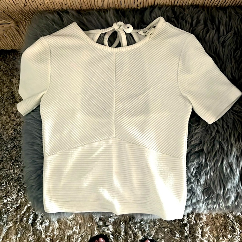Club Monaco ribbed white shirt, open back
